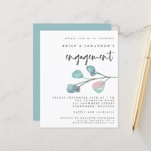 Papier Invitation Fiançailles Budget Pastel Eucalyptus