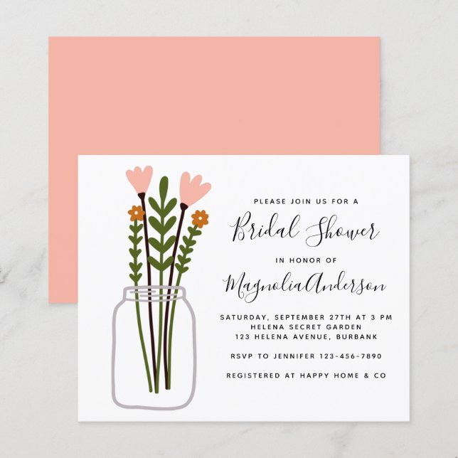 Papier Invitation Fleur sauvage à la douche nuptiale (Devant / Derrière)