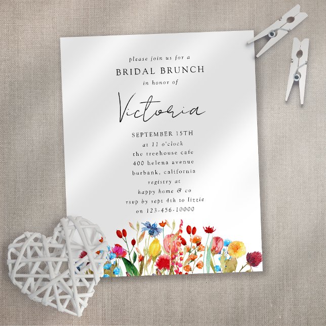 Papier Invitation fleur sauvage à la douche nuptiale (Créateur téléchargé)