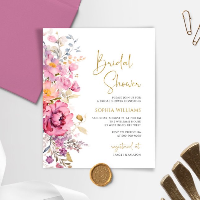 Papier Invitation Fleur sauvage de douche nuptiale Budget (Créateur téléchargé)
