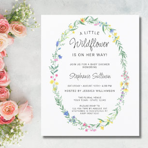 Papier Invitation Fleur sauvage Floral Baby shower Budget