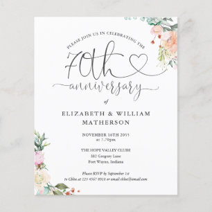 Papier Invitation Florale de Budget pour les 70 ans de Ma