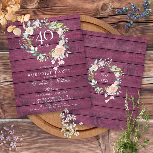 Papier Invitation florale en bois rustique Ruby pour le 4