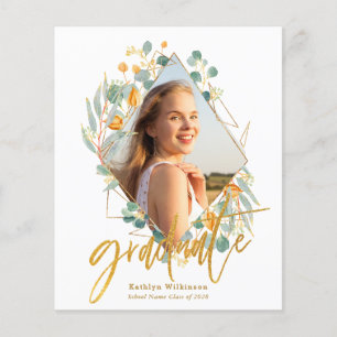 Papier Invitation Géométrique Géométrique Eucalyptus Or B