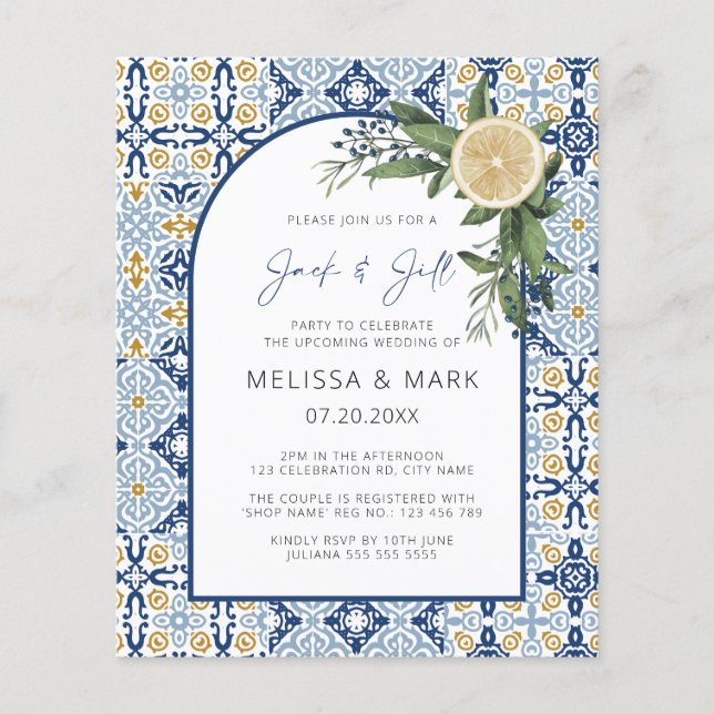 Papier Invitation Jack & Jill thème Capri italien (Devant)