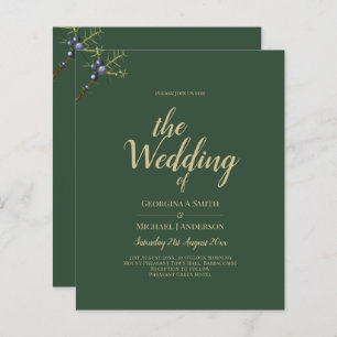 Papier Invitation JUNIPER Green Gold Mariage moderne