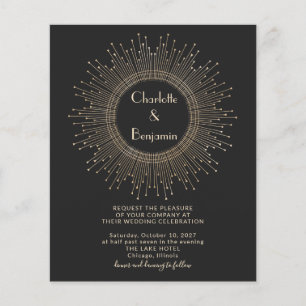 Papier Invitation Mariage Art Déco Noir Élégant Budget