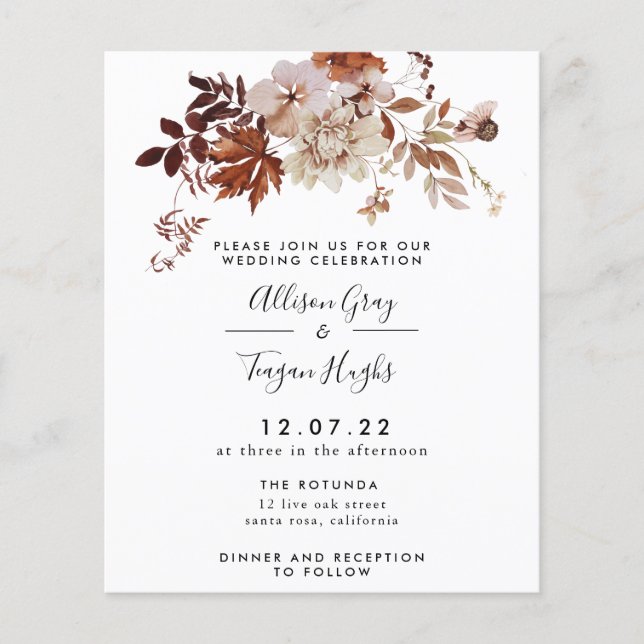 Papier Invitation mariage de automne | Budget (Devant)