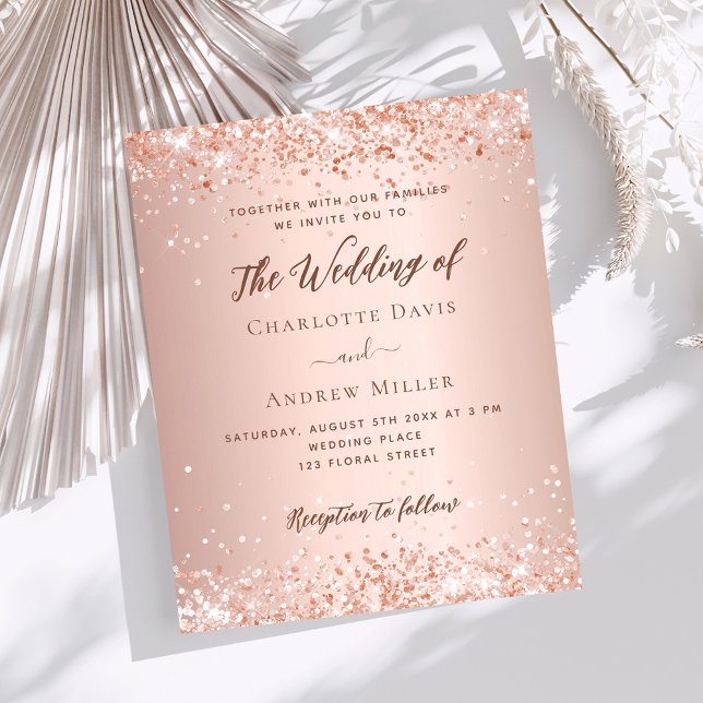 Papier Invitation mariage de parties scintillant d'or ros (Créateur téléchargé)