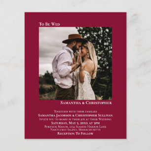 Papier Invitation minialiste photo rouge BUDGET Mariage