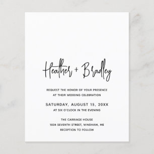 Papier Invitation minimaliste à un mariage noir et blanc