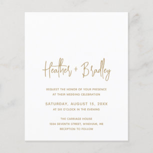 Papier Invitation Minimaliste Gold Modern Budget Mariage