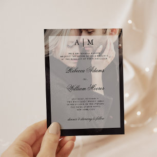 Papier Invitation photo Mariage moderne   Recouvrement bu