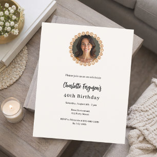 Papier Invitation photo rose d'ivoire or diamant