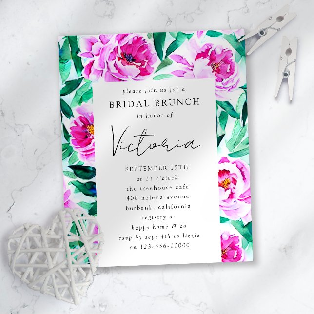 Papier Invitation Pink Peony Floral (Créateur téléchargé)