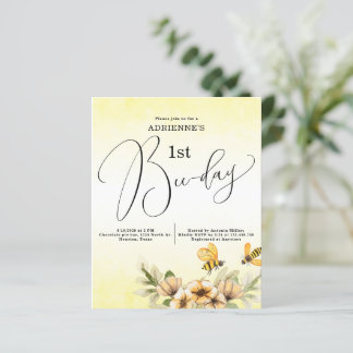 Papier Invitation pour 1er anniversaire d'une petite abei