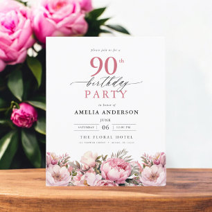 Papier Invitation pour 90e anniversaire Budget Rose Jardi
