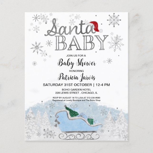 Papier Invitation pour Baby Shower avec budget de Noël po (Devant)