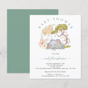 Papier Invitation pour Baby Shower "Garçon éléphant sage 