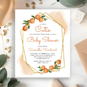 Papier Invitation pour Baby Shower Orange Little Cutie Ci