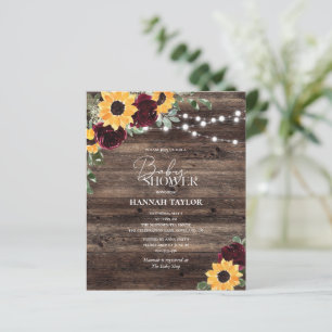 Papier Invitation pour Baby Shower Thème Fleur de Tournes