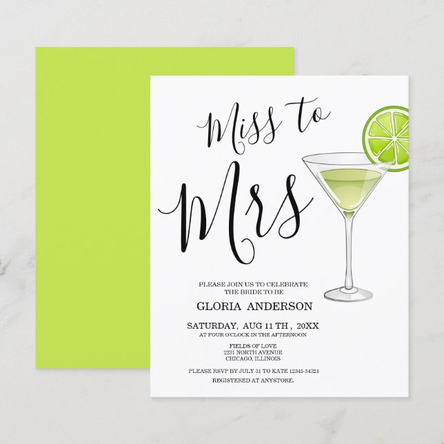 Papier Invitation pour la fête de fiançailles de Miss à M (Devant / Derrière)