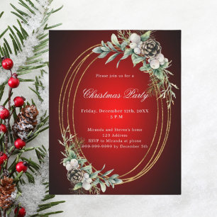 Papier Invitation pour la fête de Noël au pin cône rouge