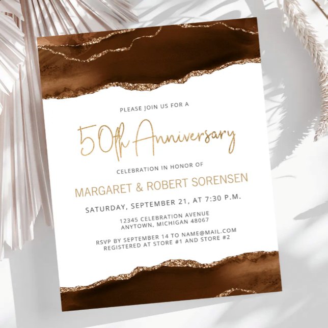 Papier Invitation pour le 50e anniversaire Budget Mocha G (Créateur téléchargé)