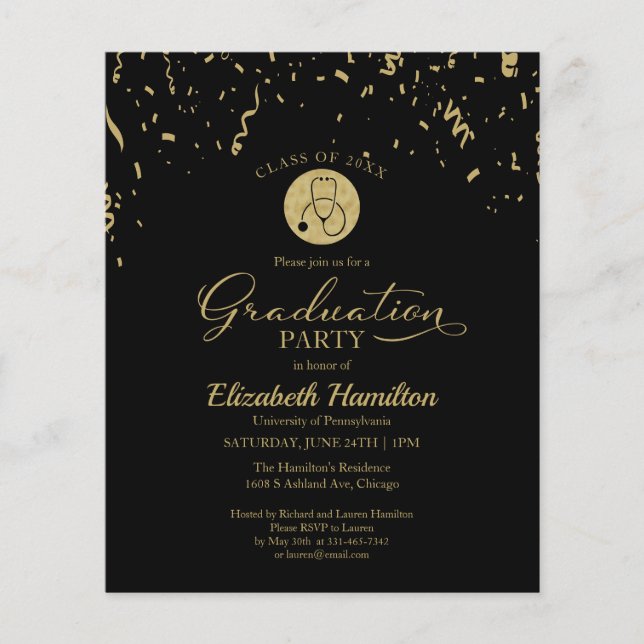 Papier Invitation pour le budget de la fête de fin d'étud (Devant)