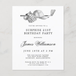 Papier Invitation pour les 21 ans de Surprise Golf au bud
