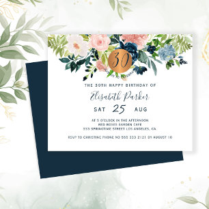 Papier Invitation pour les 30 ans, fête florale budgétair