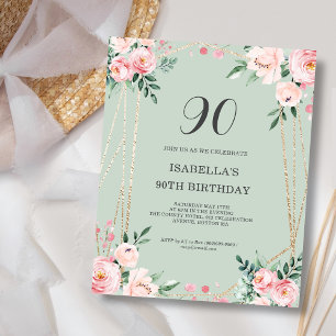 Papier Invitation pour les 90 ans de Sage Floral, budget