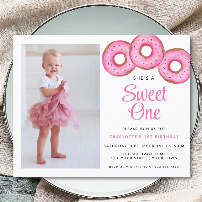 Papier Invitation pour un 1er anniversaire Budget Sweet O (Créateur téléchargé)