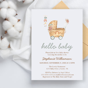Papier Invitation pour une Baby Shower de Berceau Bébé Bo