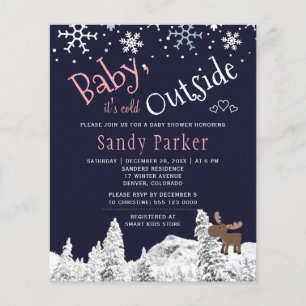 Papier Invitation pour une baby shower rustique et hivern