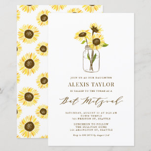 Papier Invitation pour une Bat Mitzvah avec des tournesol