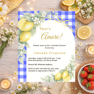 Papier Invitation pour une fête de mariage gingham bleu c