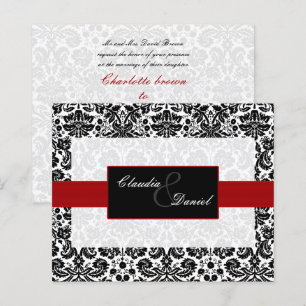 Papier Invitation Red Black Mariage damassé