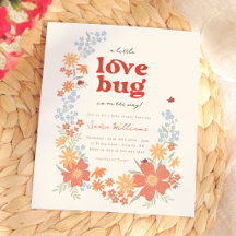 Invitation Rétro pour Baby Shower Fille Petit Bug