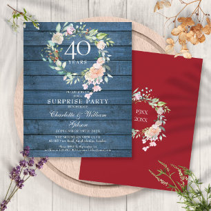 Papier Invitation Rustique 40e Anniversaire Surprise Budg