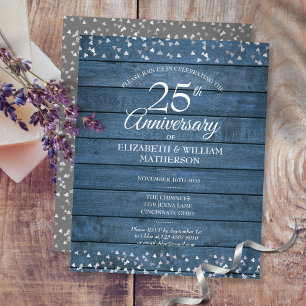 Papier Invitation Rustique de Budget pour les 25 Ans de M