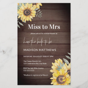 Papier Invitation Rustique Tournesol de bois nuptiale dou
