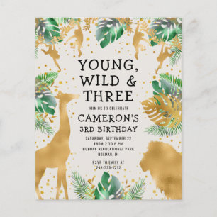 Papier Invitation Safari Budget 3e Anniversaire Vert Ecru