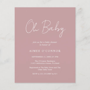 Papier Invitation simple Dusty Rose Budget Baby shower