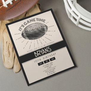 Papier Invitation simple rétro noir pour anniversaire de