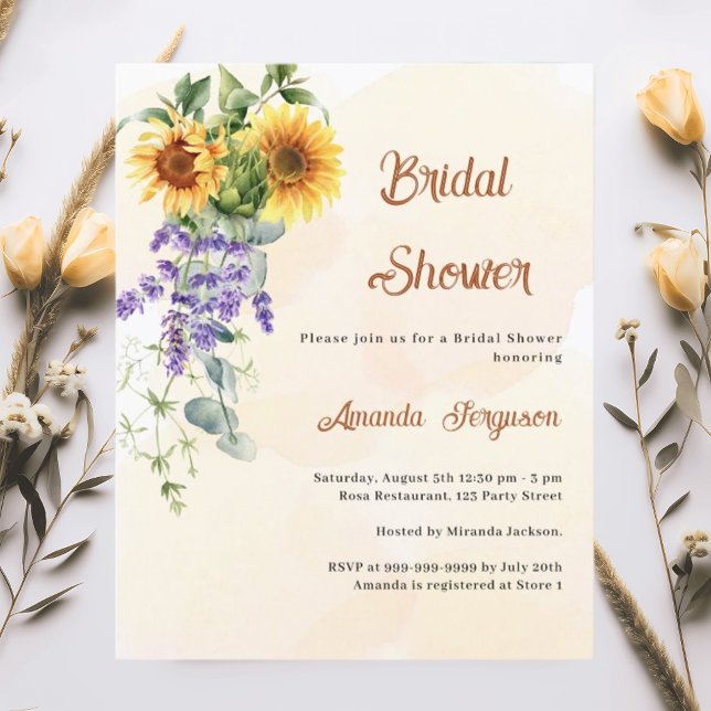 Papier Invitation Sunflowers lavande nuptiale douche (Créateur téléchargé)