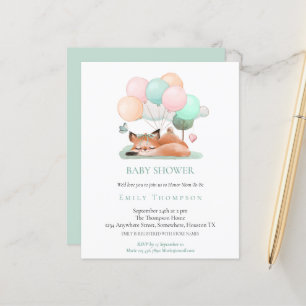 Papier Invitation sur le Baby shower Turquoise Fox mignon