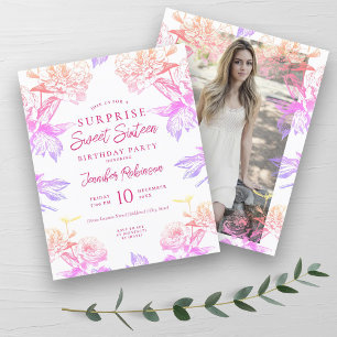 Papier Invitation SURPRISE Fleurs Arc-en-ciel Budget pour