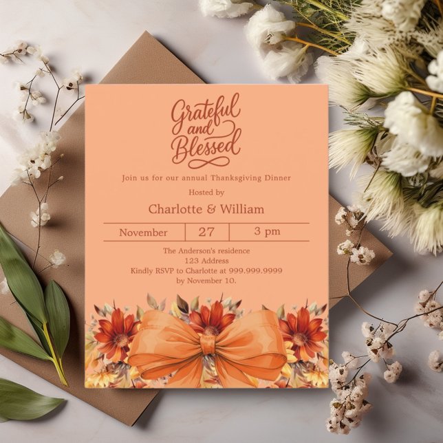 Papier Invitation Thanksgiving de la mandarine atomique d (Créateur téléchargé)