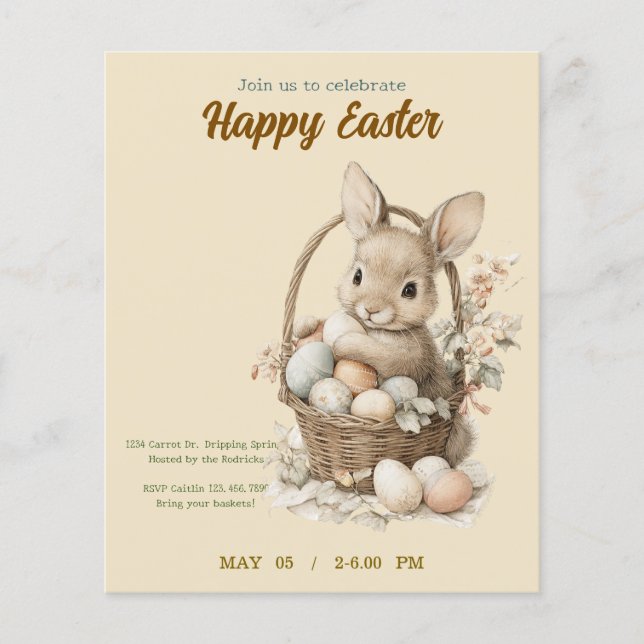 Papier invitation to Easter with Peter Rabbit (Devant)